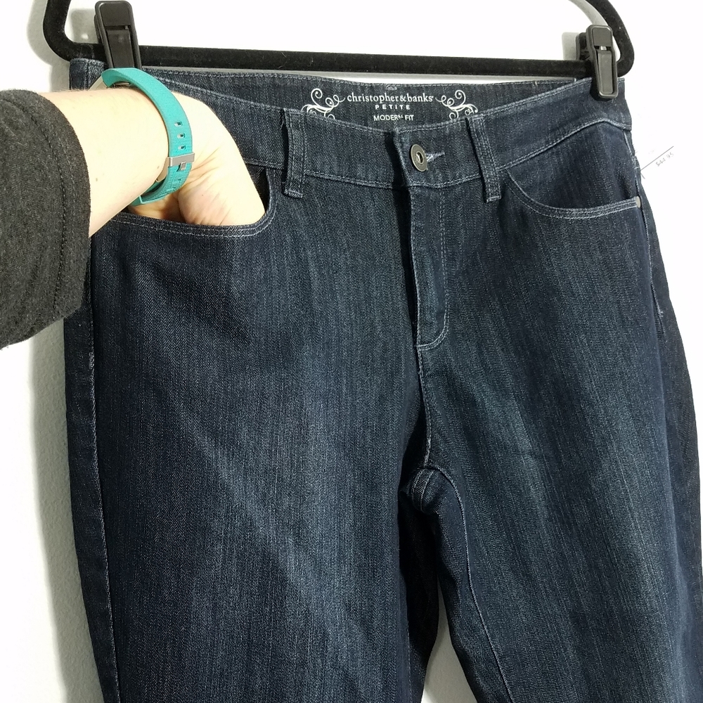 NWT Christopher & Banks dark wash jeans, 10P - Picture 3 of 8